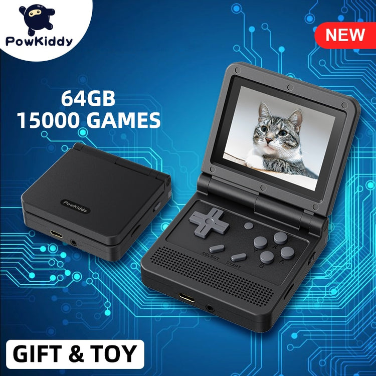 POWKIDDY v90 Black Version 3-Inch IPS Screen Flip Handheld Console Open System Game Console - foxberryparkproducts