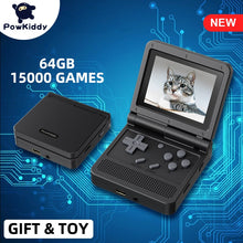 Load image into Gallery viewer, POWKIDDY v90 Black Version 3-Inch IPS Screen Flip Handheld Console Open System Game Console - foxberryparkproducts
