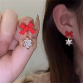 2022 New Zircon Christmas Tree Earrings for Women Shiny Rhinestone Snowflake Stud Earring Fashion Jewelry New Year Gifts - foxberryparkproducts