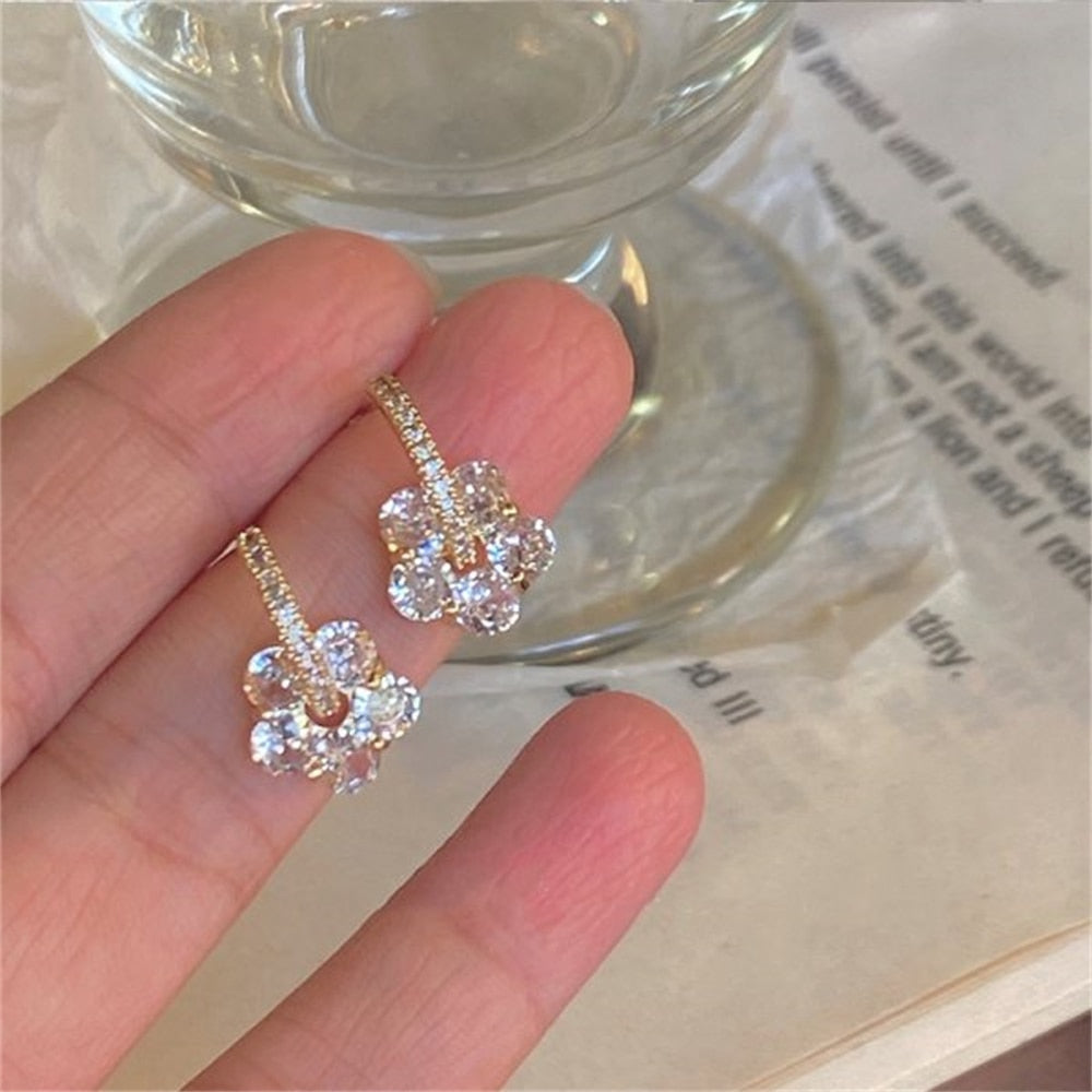 2022 New Zircon Christmas Tree Earrings for Women Shiny Rhinestone Snowflake Stud Earring Fashion Jewelry New Year Gifts - foxberryparkproducts