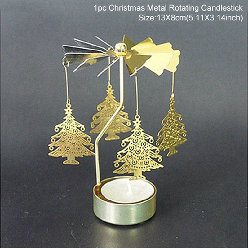 Christmas Rotary Candle Holder Merry Christmas Decoration for Home - foxberryparkproducts