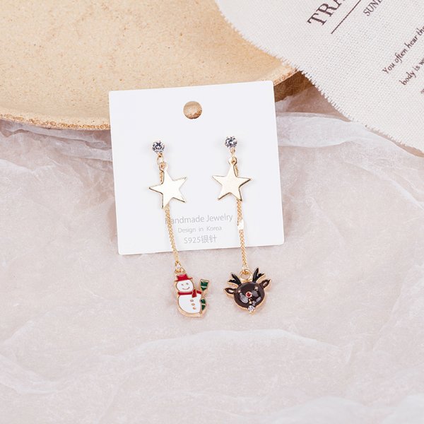 2022 New Zircon Christmas Tree Earrings for Women Shiny Rhinestone Snowflake Stud Earring Fashion Jewelry New Year Gifts - foxberryparkproducts