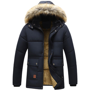 Men 2022 Winter New Windproof Fleece Warm Thick Jacket Parkas