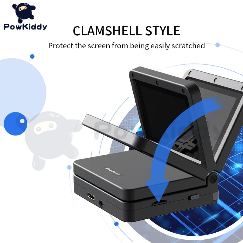 POWKIDDY v90 Black Version 3-Inch IPS Screen Flip Handheld Console Open System Game Console - foxberryparkproducts