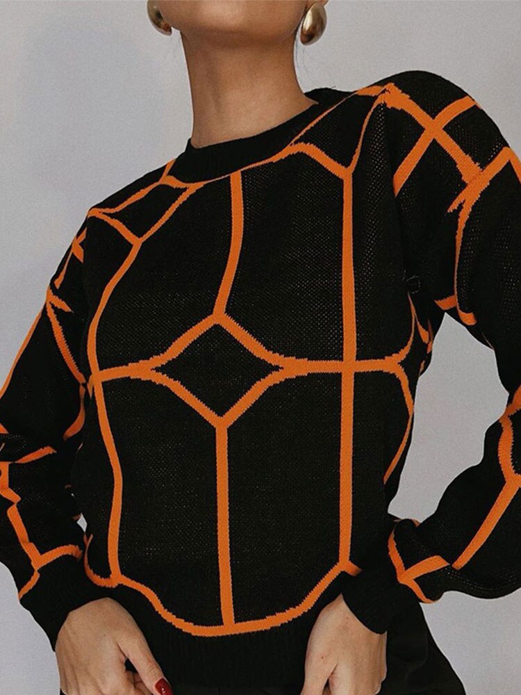 Women Sweater Elegant Pullover Green Striped Knitted Women's Clothing Winter 2022 Long Sleeve Top Jumpers Female Print Sweaters - foxberryparkproducts