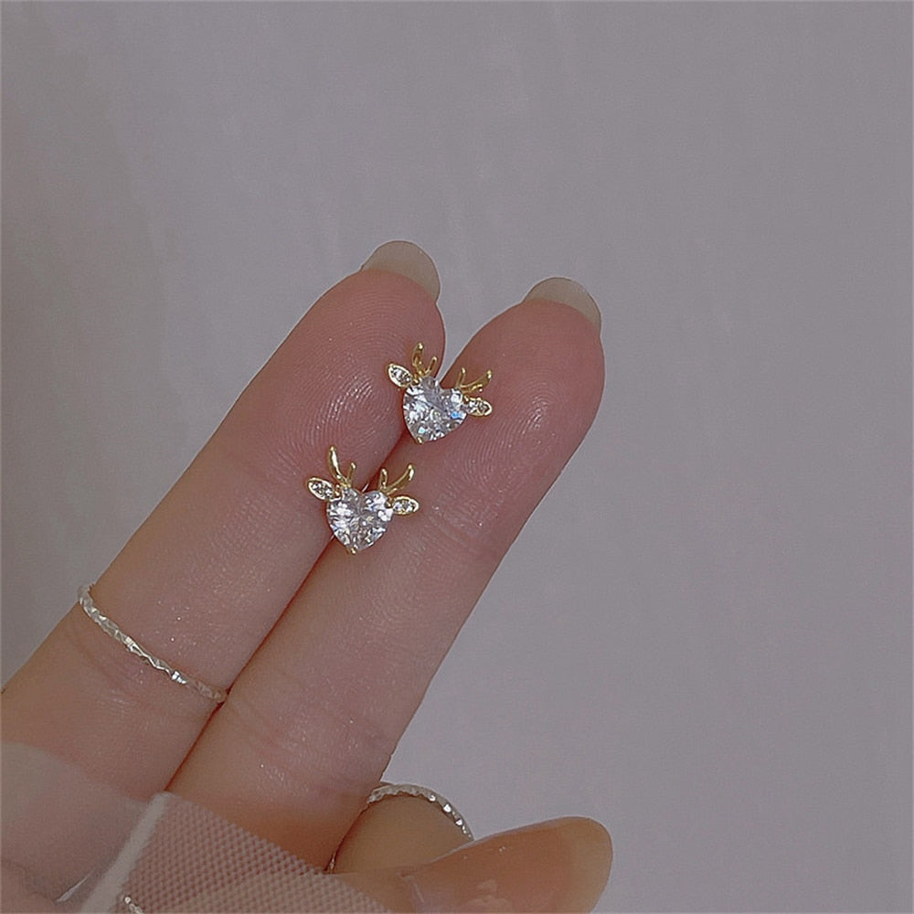 2022 New Zircon Christmas Tree Earrings for Women Shiny Rhinestone Snowflake Stud Earring Fashion Jewelry New Year Gifts - foxberryparkproducts
