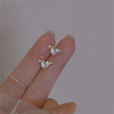 2022 New Zircon Christmas Tree Earrings for Women Shiny Rhinestone Snowflake Stud Earring Fashion Jewelry New Year Gifts - foxberryparkproducts