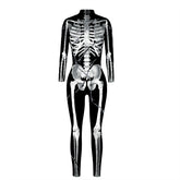 VIP FASHION Adult Skeleton Print Halloween Cosplay For Women Ghost Jumpsuit - foxberryparkproducts