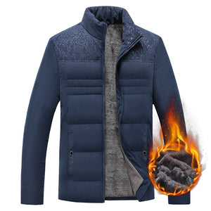 Men's Plush Thickened Parkas Stand Collar Winter Jacket