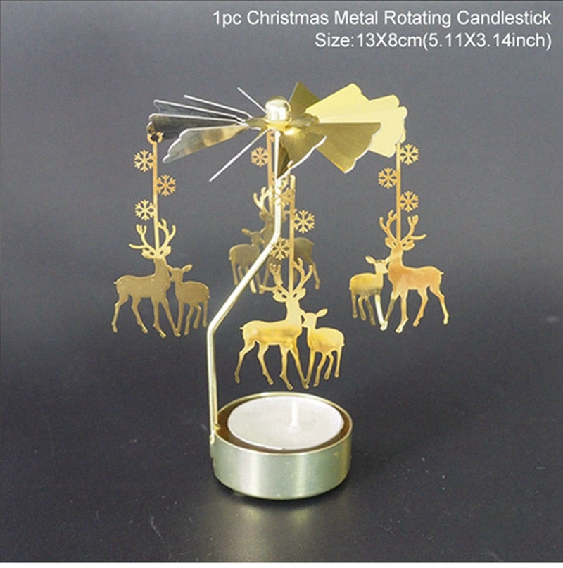 Christmas Rotary Candle Holder Merry Christmas Decoration for Home - foxberryparkproducts