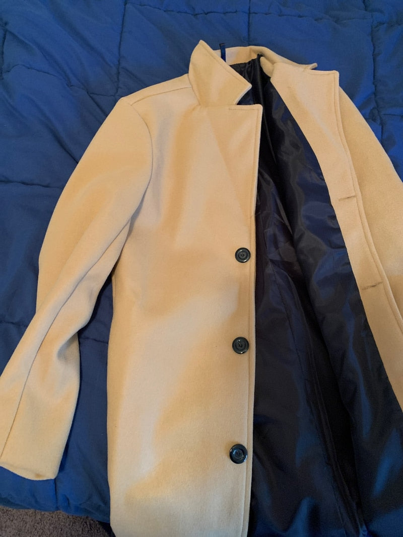 2022 Autumn and Winter Long Cotton Coat New Wool Blend