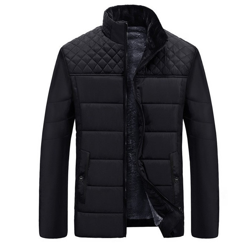 Men's Plush Thickened Parkas Stand Collar Winter Jacket