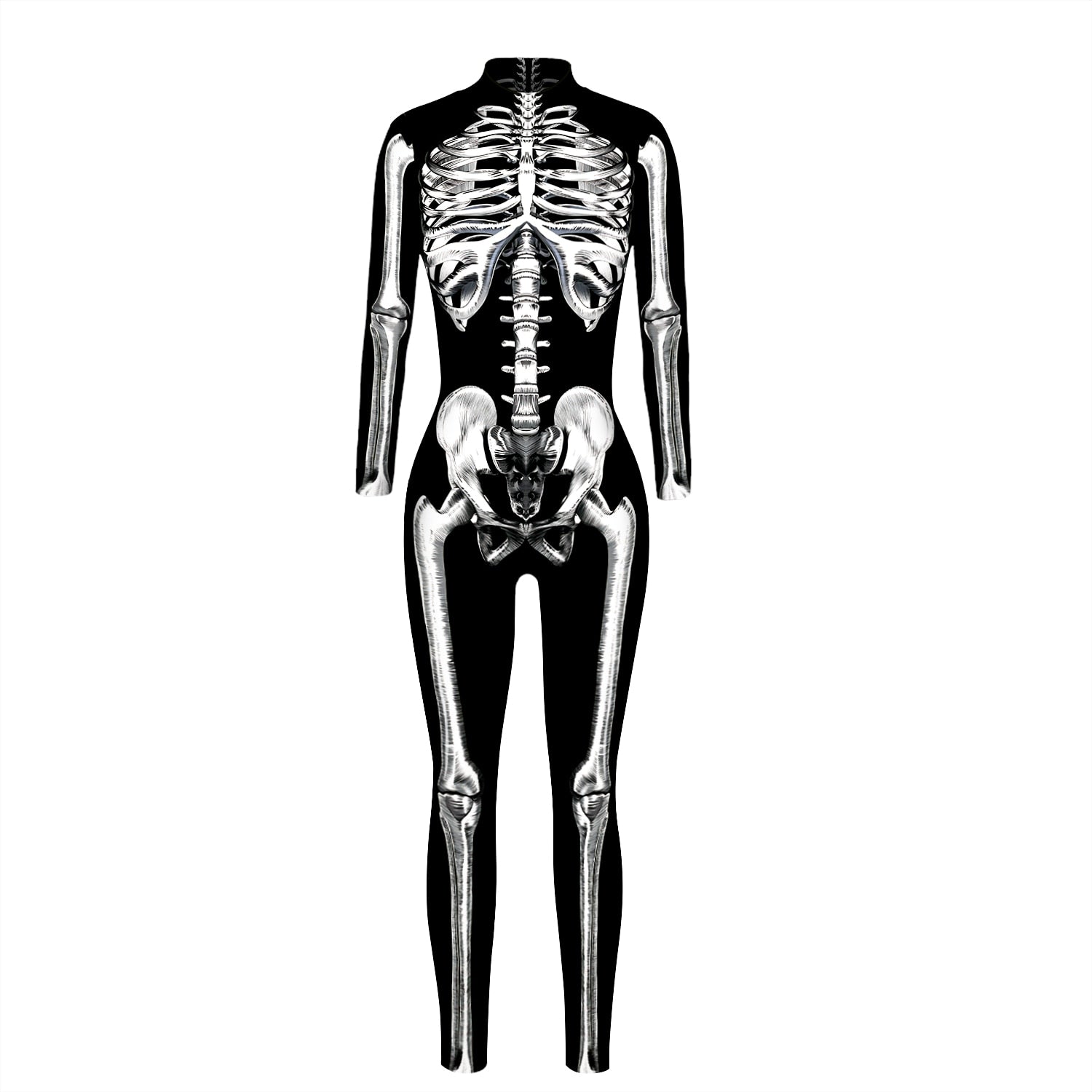 VIP FASHION Adult Skeleton Print Halloween Cosplay For Women Ghost Jumpsuit - foxberryparkproducts