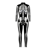 VIP FASHION Adult Skeleton Print Halloween Cosplay For Women Ghost Jumpsuit - foxberryparkproducts