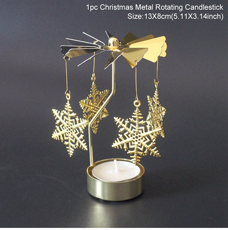 Christmas Rotary Candle Holder Merry Christmas Decoration for Home - foxberryparkproducts