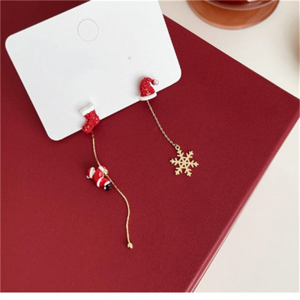 2022 New Zircon Christmas Tree Earrings for Women Shiny Rhinestone Snowflake Stud Earring Fashion Jewelry New Year Gifts - foxberryparkproducts