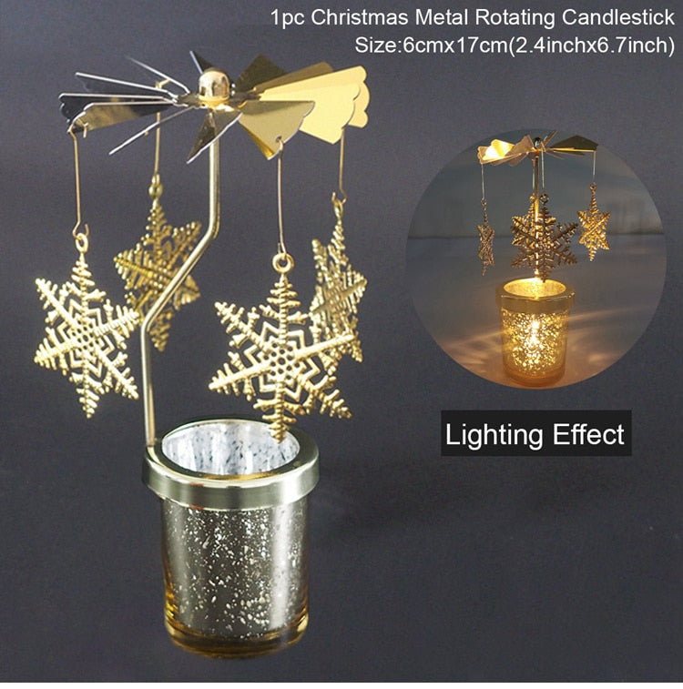Christmas Rotary Candle Holder Merry Christmas Decoration for Home - foxberryparkproducts