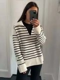 Women Sweater 2023 Autumn Fashion Stripe Knitting Sweaters