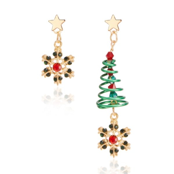 2022 New Zircon Christmas Tree Earrings for Women Shiny Rhinestone Snowflake Stud Earring Fashion Jewelry New Year Gifts - foxberryparkproducts