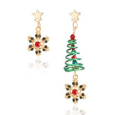 2022 New Zircon Christmas Tree Earrings for Women Shiny Rhinestone Snowflake Stud Earring Fashion Jewelry New Year Gifts - foxberryparkproducts