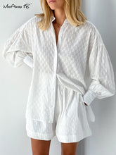 Vacation Suits Women Long Sleeves Shirts And Hot Pants Two Pieces Outfits Summer - foxberryparkproducts