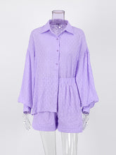 Vacation Suits Women Long Sleeves Shirts And Hot Pants Two Pieces Outfits Summer - foxberryparkproducts