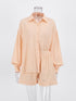 Vacation Suits Women Long Sleeves Shirts And Hot Pants Two Pieces Outfits Summer - foxberryparkproducts