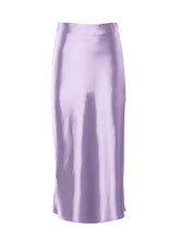 Load image into Gallery viewer, Solid Purple Satin Silk Skirt Women High Waisted Summer Long Skirt - foxberryparkproducts

