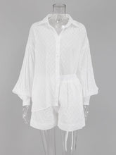 Vacation Suits Women Long Sleeves Shirts And Hot Pants Two Pieces Outfits Summer - foxberryparkproducts