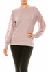 Sioni Crew Neck Lace Puff Sleeve Knit Top (More Colors) - foxberryparkproducts