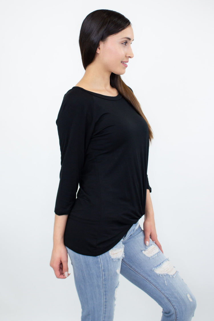 Twisted Front Comfortable Top - Black - foxberryparkproducts