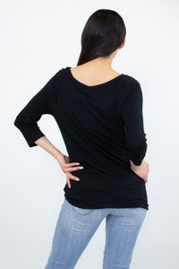 Twisted Front Comfortable Top - Black - foxberryparkproducts