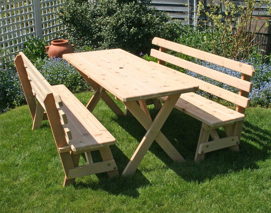 Creekvine Designs Cedar Picnic Table with Backed Benches 6Ft - foxberryparkproducts