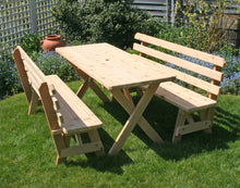 Load image into Gallery viewer, Creekvine Designs Cedar Picnic Table with Backed Benches 6Ft - foxberryparkproducts
