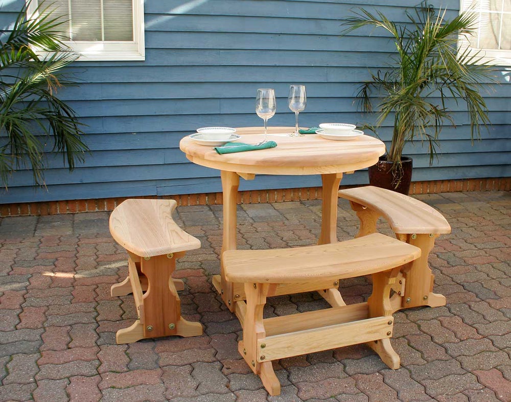 Creekvine Designs 35" Cedar Round Trestle Dining Set - foxberryparkproducts