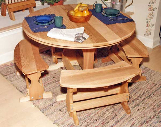 Creekvine Designs 35" Cedar Round Trestle Dining Set - foxberryparkproducts