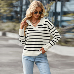 Striped Knitted Jumper Oversize Sweater - foxberryparkproducts