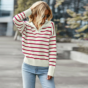 Striped Knitted Jumper Oversize Sweater - foxberryparkproducts