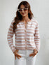 Black-White Striped Knit Cardigan Basic Knitwear - foxberryparkproducts