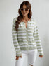 Black-White Striped Knit Cardigan Basic Knitwear - foxberryparkproducts