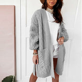 Casual Solid Color Twist Knit Cardigans - foxberryparkproducts