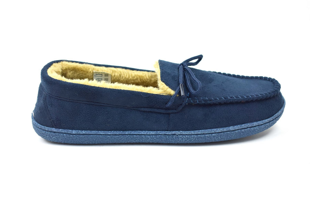 Men's Bow Faux Fur Lined Slippers Navy - foxberryparkproducts