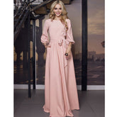Autumn Women Casual Bow Maxi Sashes Dress - foxberryparkproducts