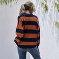 Half Placket Striped Sweater - foxberryparkproducts
