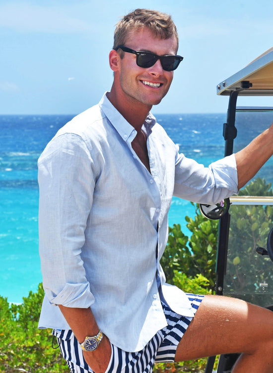 Linen ShIrt - Blue - foxberryparkproducts