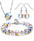 Necklace Set  3 Piece Aurora Borealis  Set in 18K White Gold      ID A112 - 1153 - foxberryparkproducts