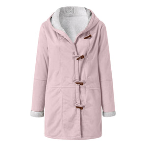 Solid color mid-length hooded jacket