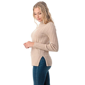 Women's Wool Long Sleeve Mock Neck Sweater - foxberryparkproducts