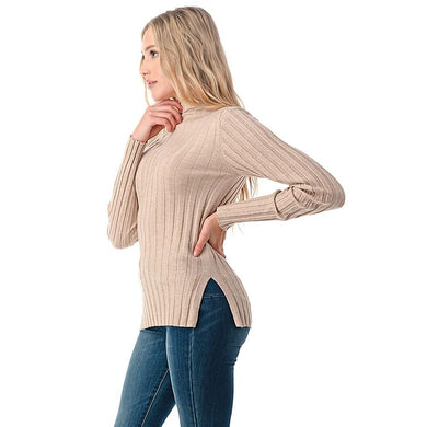 Women's Wool Long Sleeve Mock Neck Sweater - foxberryparkproducts