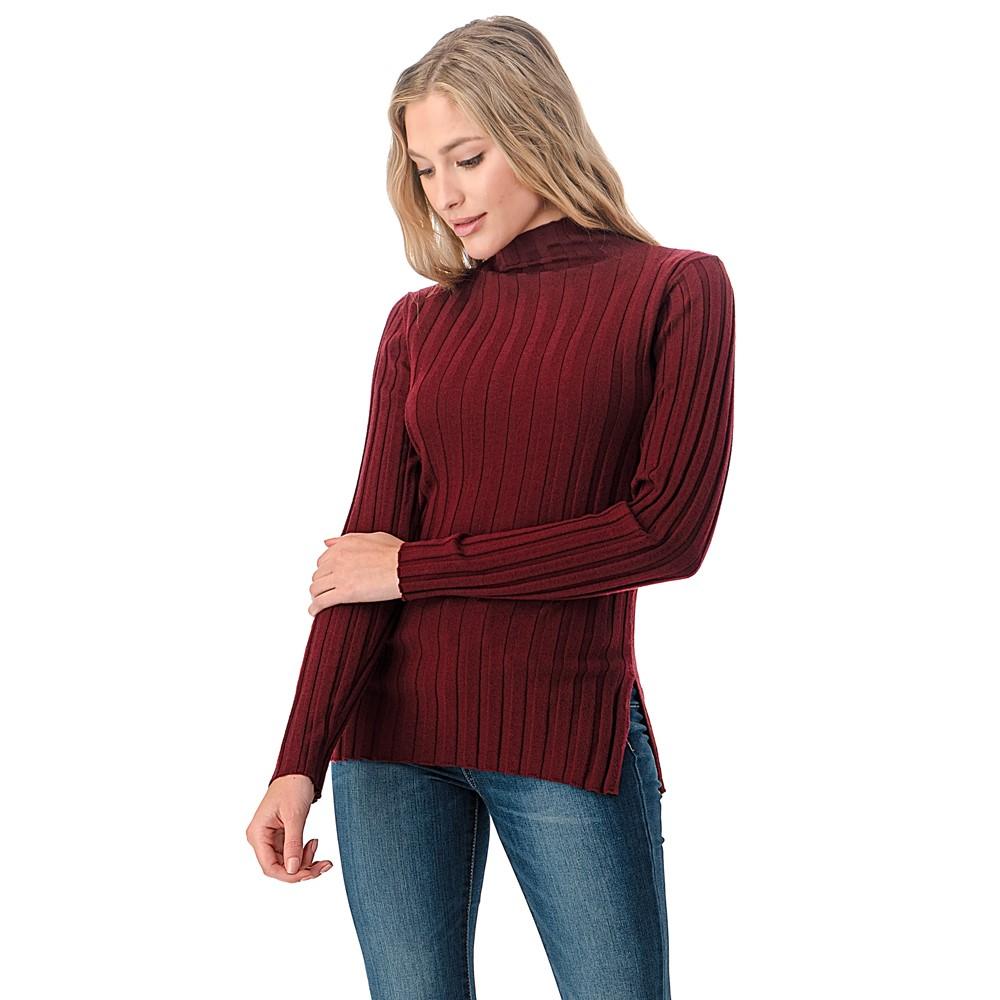 Women's Wool Long Sleeve Mock Neck Sweater - foxberryparkproducts